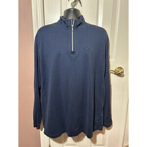 Tommy Bahama 1/4 Zip Pullover Men XL Blue Long Sleeve Pima Cotton Modal Blend